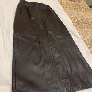 Black leather long skirt